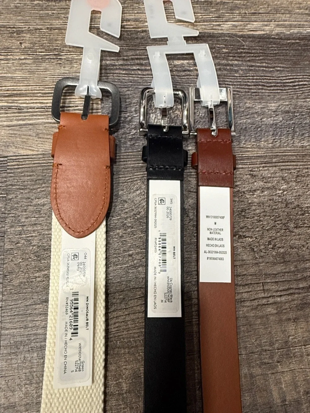 Boys Leather and Canvas Strap Set - Black, Brown, Tan